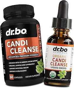 Candi Cleanse Support Pills & Drops - Organic Oregano Oil Drops Liquid & Black Walnut Wormwood - Ekstra styrke Natural Oral Gut Cleanser Detox Health Kosttilskud & Kapsler