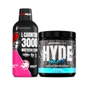 PROSUPPS L- Carnitin 3000 Stimulant Free Liquid Shots (31 Serveringer, Dragon Fruit) og Hyde Max Pump Pre Workout for mænd og kvinder (20 Serveringer, Blue Razz) Bundle