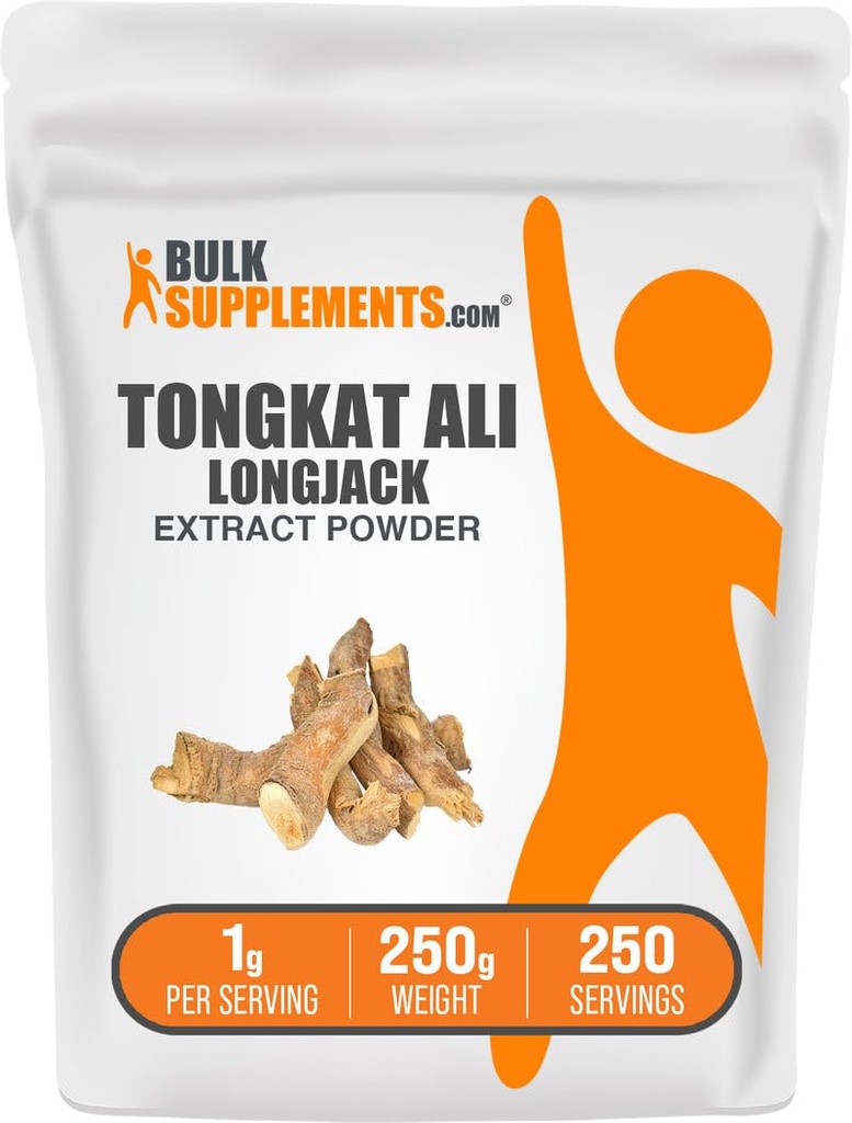 Bulkapplements.com Longjack Extract Powder - Tongkat Ali Extract, Tongkat Ali for mænd og kvinder - Gluten Free, 1g per Serving, 250g (8,8 oz) (Pack of 1)