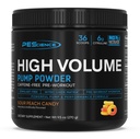 PEScience High Volume Stimulering - Gratis Pre Workout Pump Powder, nitrogenoxid Booster med L Citrullin & L Arginin Nitrat, Non- Stim Preworkout for mænd og kvinder, 36 Scoops, Sour Peach Candy
