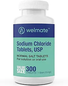 WELMATE - Natriumchlorid (salt) tabletter - 1000 mg pr. tablet - vedligeholder hydrering & elektrolytbalance - 300 Tæl - 15,4 g Total saltindhold - Tablet form