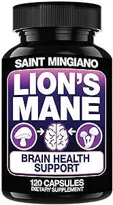 Lions Mane Mushroom Supplement 124; 120 Kapsler: Alpha Brain Enhancement of Cognitive Clarity, Fokus med vores speciale Blend 4 Mushroom Mycelium Formel