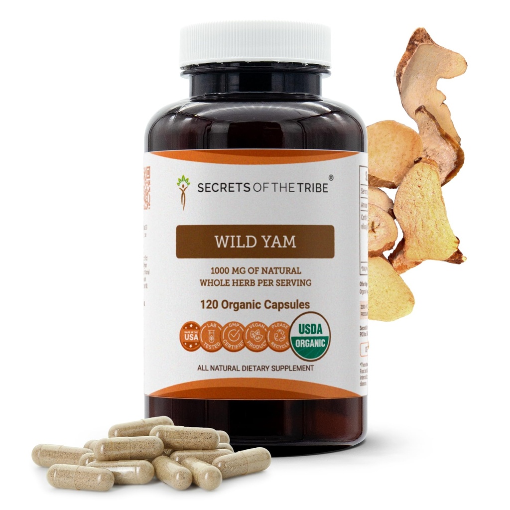 Secrets of the Tribe Wild Yam USDA Organic 120 Kapsler Budding124; Lavet med Organic Vegetar Kapsler og Responsible opdrættede Wild Yam (Dioscorea Villosa) Tørret rod (120 Kapsler)