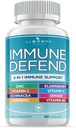 8 in 1 Immune Defense Support, Immunity Capsules Supplement with Echinacea Zinc 50mg, Vitamin C, D3 5000 IU, Turmeric Curcumin & Ginger, Echinacea - for Kids Adults (1 Pack)