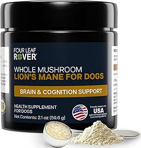 FIRE LEAF ROVER - Lions Mane Mushrooms for Dogs - Understøtter sunde hjerner og nervesystem hos hunde i alle aldre - Organic Whole Mushrooms - 3. part testet - 60 Day Large Dog Supply