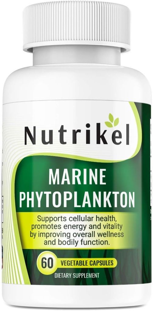 Marine Phytoplankton Omega 3 Supplement – Plant-Based Algae Capsules for Energy, Focus & Cellular Support – Vegan Superfood for Brain, Heart & Skin Health – 1,000mg – 60 Vegan Capsules