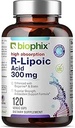 biophix R- Lipoic Acid 300 mg Stabilized 120 Veggie Capsules - with Biotin - High Potency Antioxidant Support - Non- GMO - Gluten Free - Promodes Energy