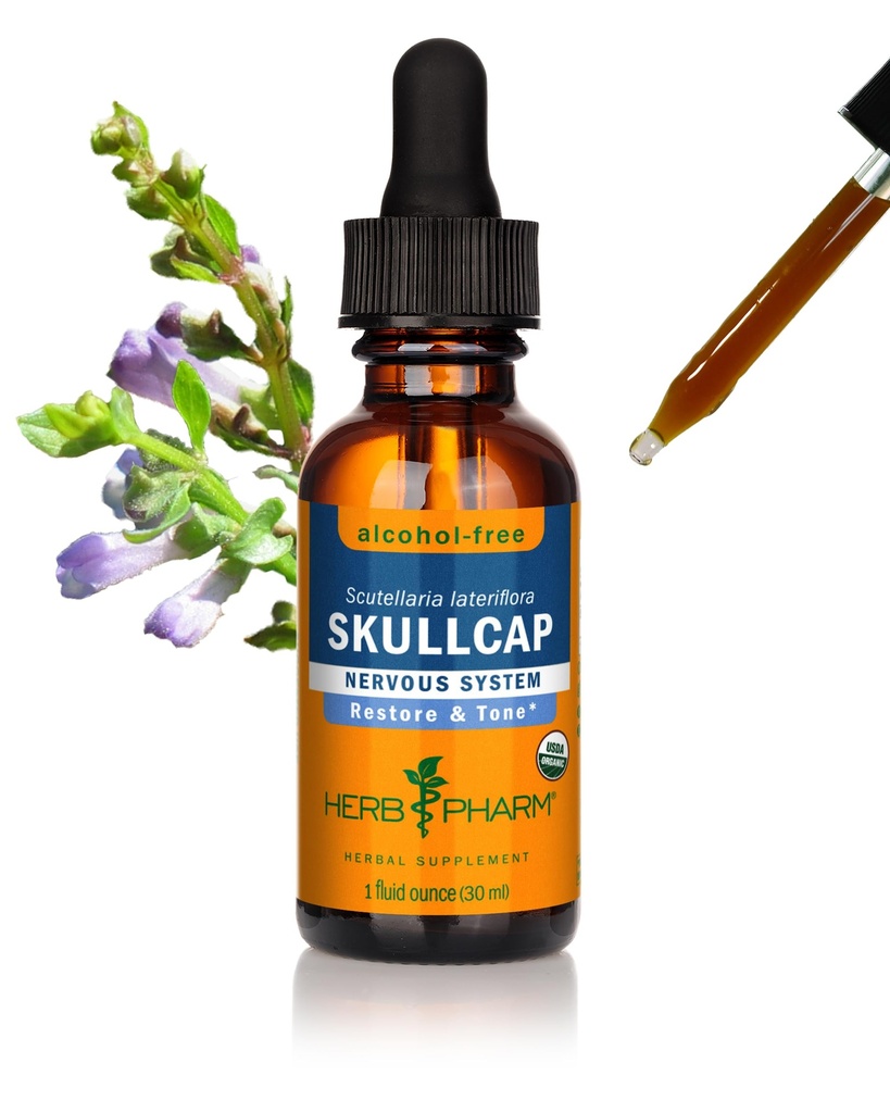 Herb Pharm Certified Organic Skullcap Liquid Extract til Nervesystemet Support, 1 Fl Oz