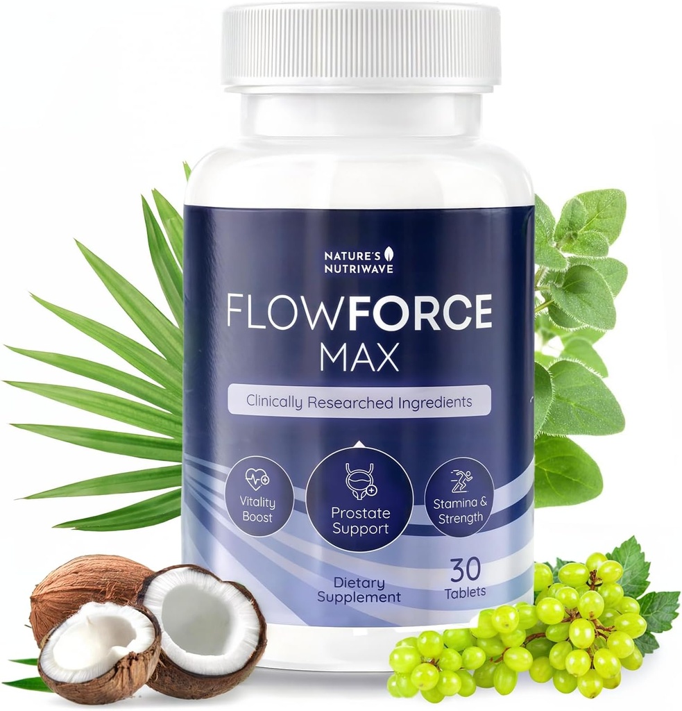 FlowForceMax Herbal Support - Natural Plant- Based Formel med Saw Palmetto Uddrag 124; 30 tyggetabletter, 1 måned Supply, Made in USA