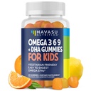 Omega 3 6 9 + DHA gummier til børn - Vegetarisk, Plantbaseret fiskeolie med DHA og EPA til børn 2 + til støttekrop og hjerne udvikling - ingen Fishy Taste - Lemon og Orange Flavors - 60 Greve