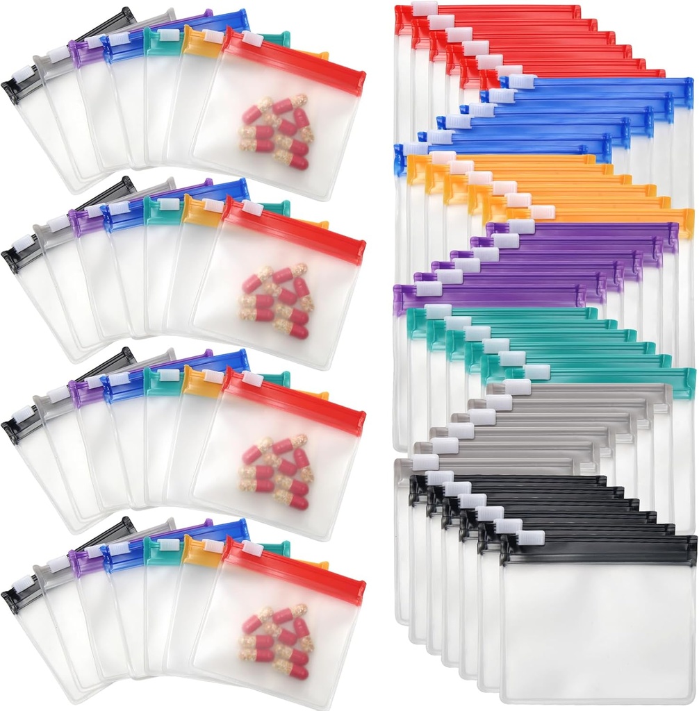 35 & 70 Pieces Pill Pouch Tasker Zipered, Anglecai Genanvendelig Pill Pouch til medicin poser Portable Self Sealing Travel Medicine Pakker med Slide Lock Drug Sækker (70)