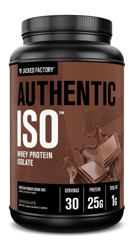 Jacked Factory Autentiske ISO Grass Fed Whey Protein Isolate Powder - Low Carb, Non- GMO Muscle Building Protein w / No Fillers, Post Workout Inddrivelse, Chokolade