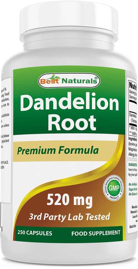 Bedste Naturals Mælkebøtte Root 520 mg 250 Kapsler