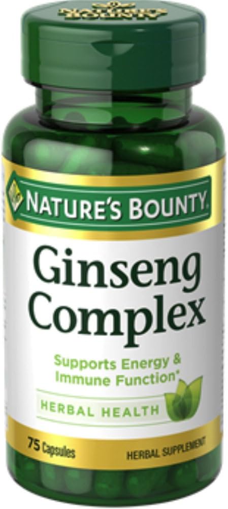 Nature 's Bounty Ginseng Complex Herbal Health Capsules 75 ea (pakke med 5)