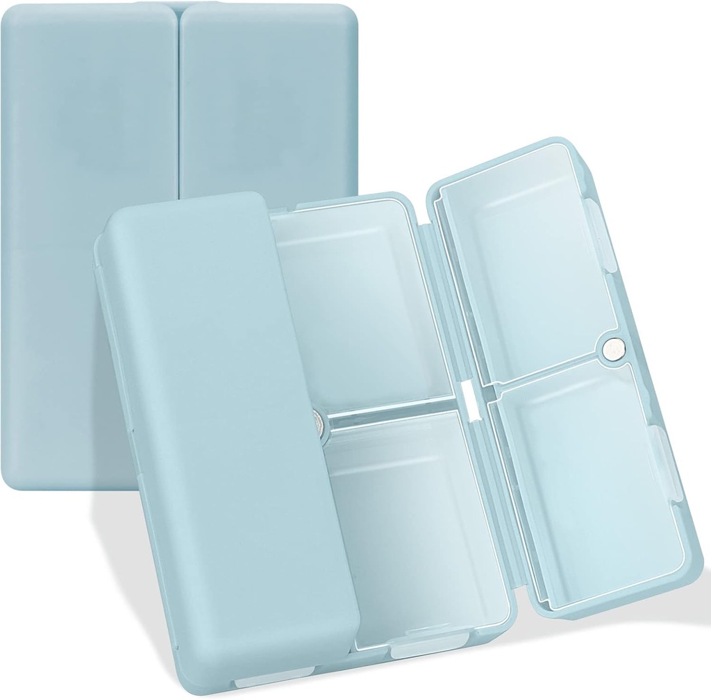 FIM Daily Pill Organizer, 7 afdelinger Portable Travel Pill Case, [Folding Design] for Purse Pocket til at holde vitaminer, torsk leverolie, kosttilskud og medication- Blue