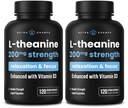 NutraChamps L- Theanine 200mg kapsler, Double- Strength L- Theanine væske med D3- vitamin, Organic Coconut Oil, 120 Vegan kapsler (pakning med 2)