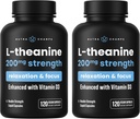 NutraChamps L- Theanine 200mg kapsler, Double- Strength L- Theanine væske med D3- vitamin, Organic Coconut Oil, 120 Vegan kapsler (pakning med 2)