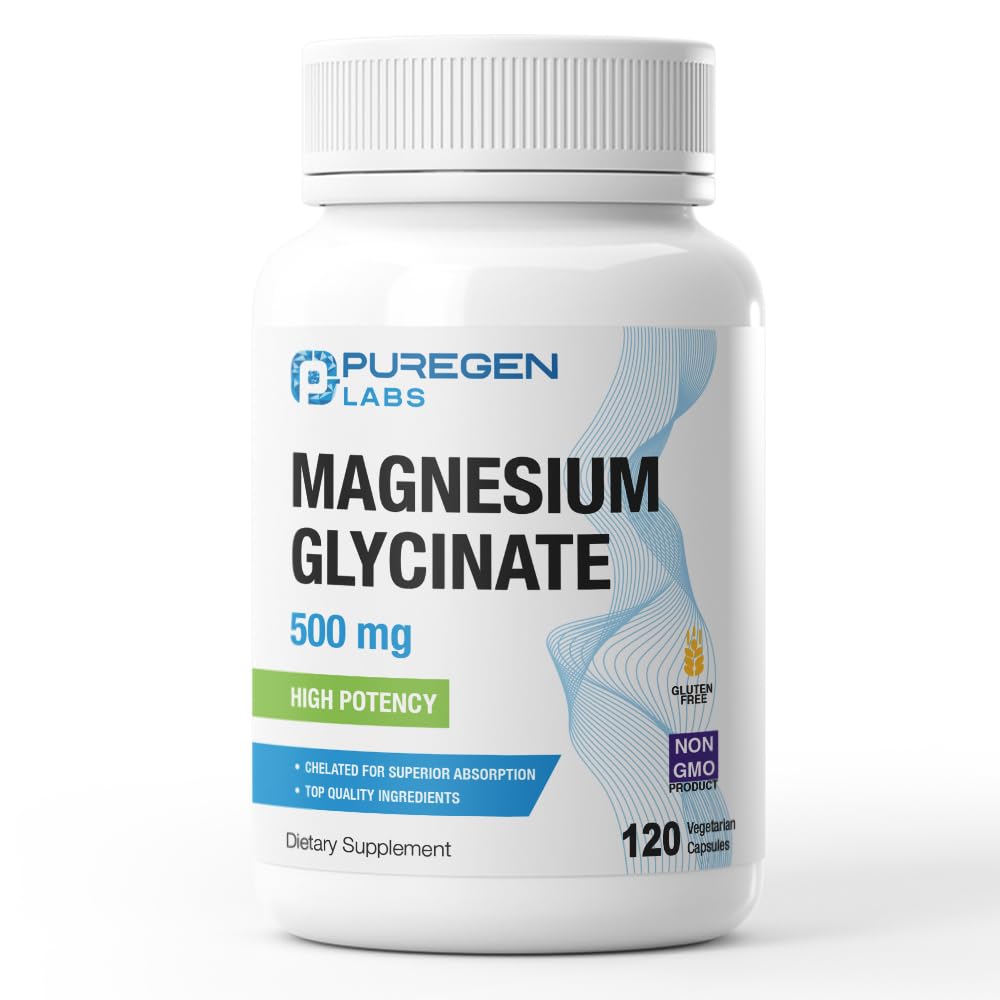 Magnesium Glycinate 500mg [høj potens] 120 Veggie Caps, chelated for Superior Absorption 124; Ingen skadelige tilsætningsstoffer nogensinde 124; Non- GMO, NO Gluten og Dairy, støtter muskel, fælles, og hjerte Health- Made in USA