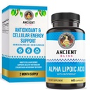 Ancient Bliss Alpha Lipoic Acid Supplement, Antioxidant and Energy Support, ALA Supplement med Bioperine, No Gluten and Soy, 600mg per Serving, 60 Vegan Kapsler