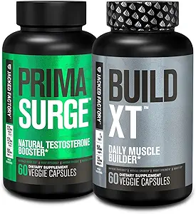 Jacked Factory PRIMASURGE Testosteron Booster for mænd (60 kapsler) & Build- XT Daily Muscle Builder & Performance Enhancer