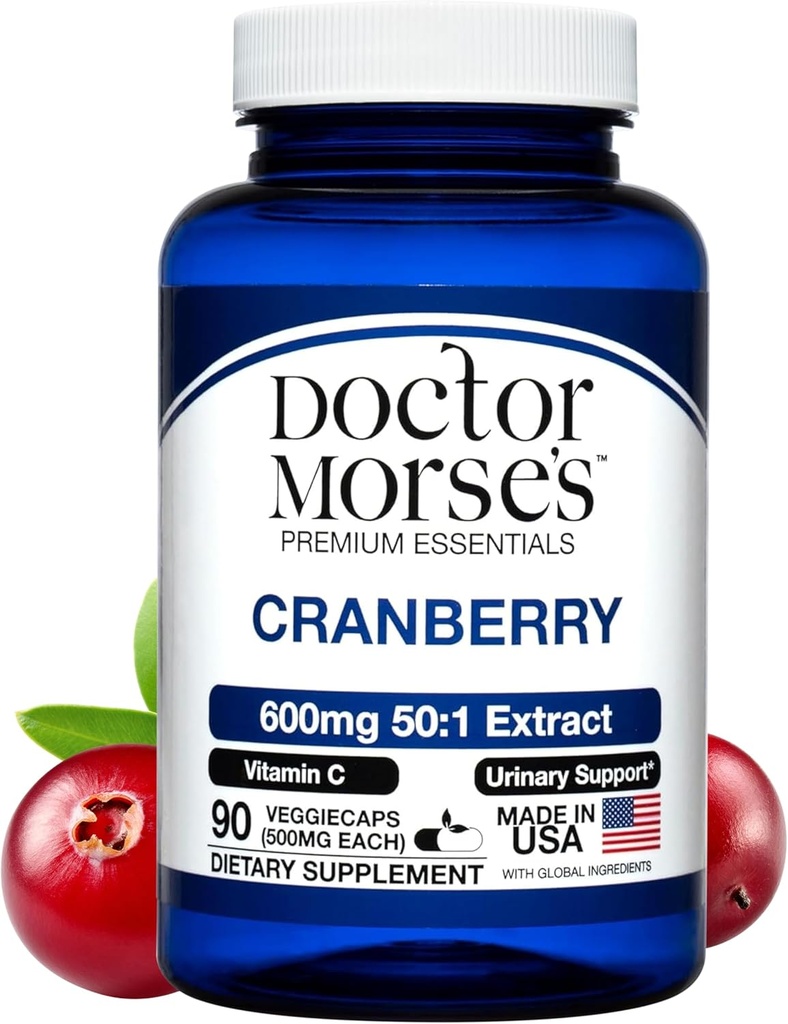 Cranberry supplement piller til kvinder og mænd, 30000mg Styrke, Urinary Tract Support med C-vitamin, Lavet i FDA- Registreret, NSF- Certified Facility, Samlet sundhedsstøtte, 90 kapsler