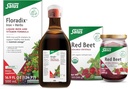 Floradix Jern & Urter (16.9 oz) & Salus Red Beet krystaller (7 oz) - Jern supplement til sund energistøtte * & Økologisk næringsværdi Beet Root Drink Mix