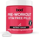 BOD Pre Workout piller med Natural Green Tea, Electrolytes, L- Theanine, Beet Root, Understøtter energi, Endurance, Workout Performance med ingen Jitters eller Crash, Vegansk Pre Workout for kvinder & mænd, 120Pills