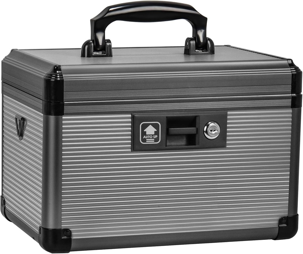 Medicine Lock Box med nøgle, Alluminum Alloy Box til medicinering, Førstehjælp Box med en Removeable Tray til Store Medicines & piller til hjemmet, Black 12 * 7,68 * 7,87 tommer