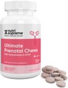 Nutri Supreme Prenatal Vitamin, Chewable Prenatal Vitamin til kvinder med stærkt absorberbare methylfolat, Komplet Prenatal Multivitamin med jern, Kosher, Cherry Flavor, 90 Greve