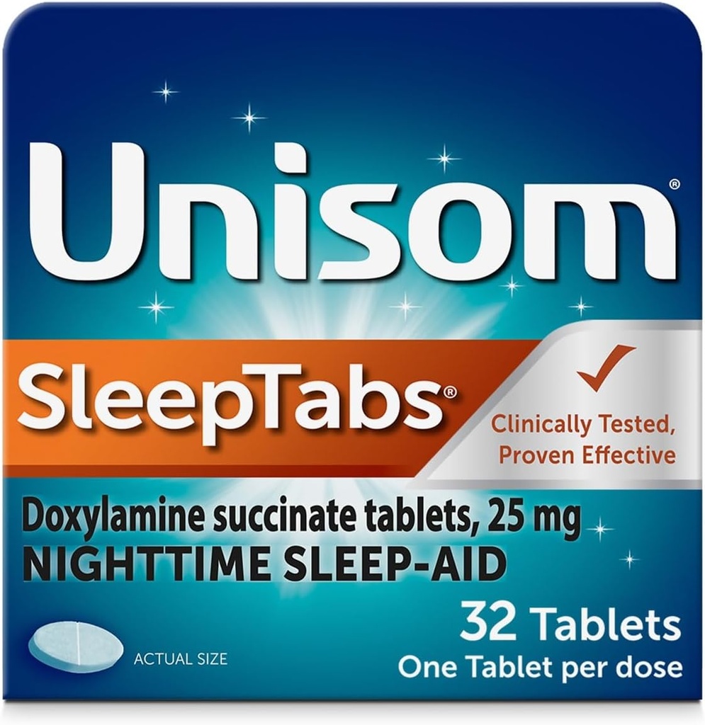 Unisom SleepTabs, Nighttime Sleep- aid, Doxylamin Succinate, 32 tabletter