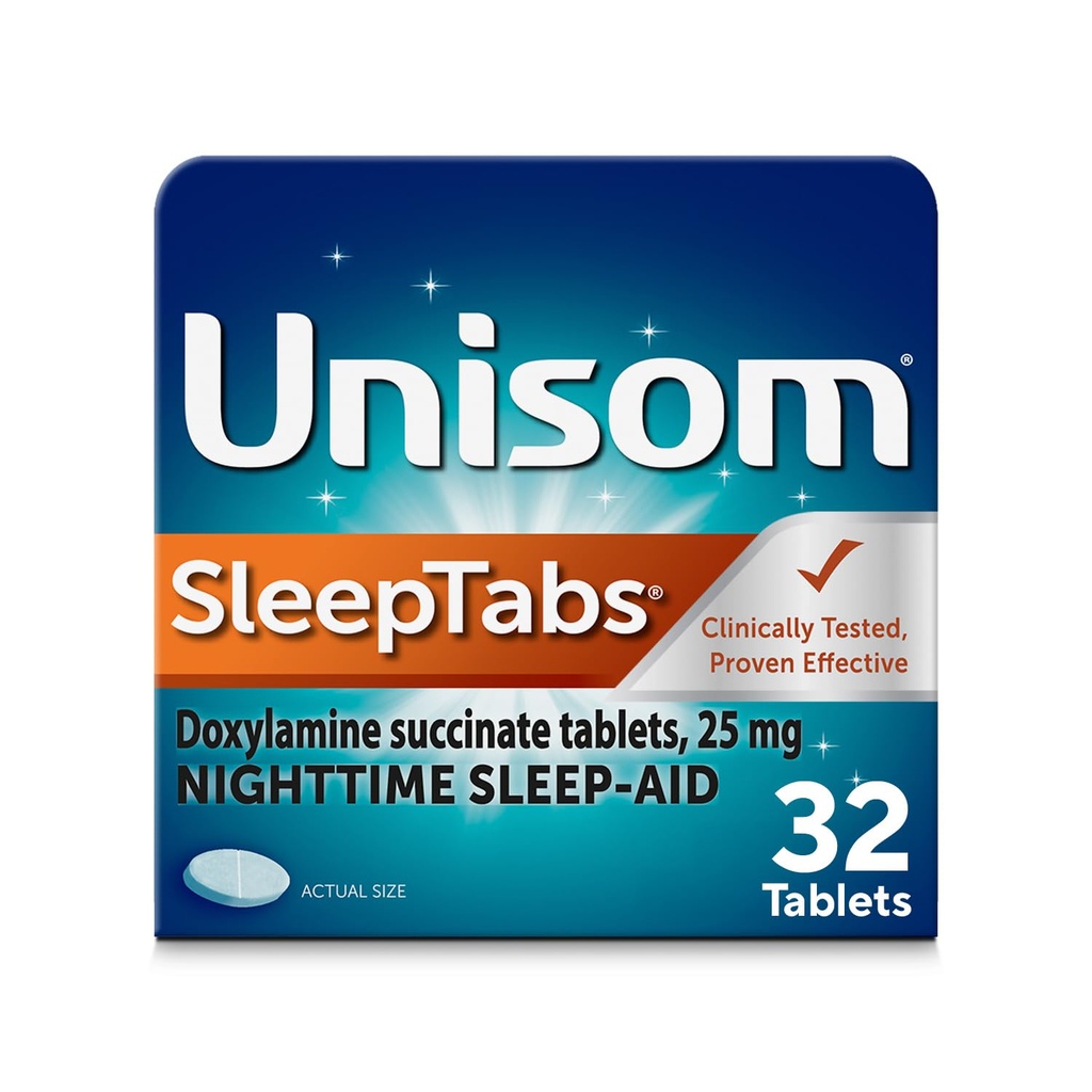 Unisom SleepTabs, Nighttime Sleep- aid, Doxylamin Succinate, 32 tabletter