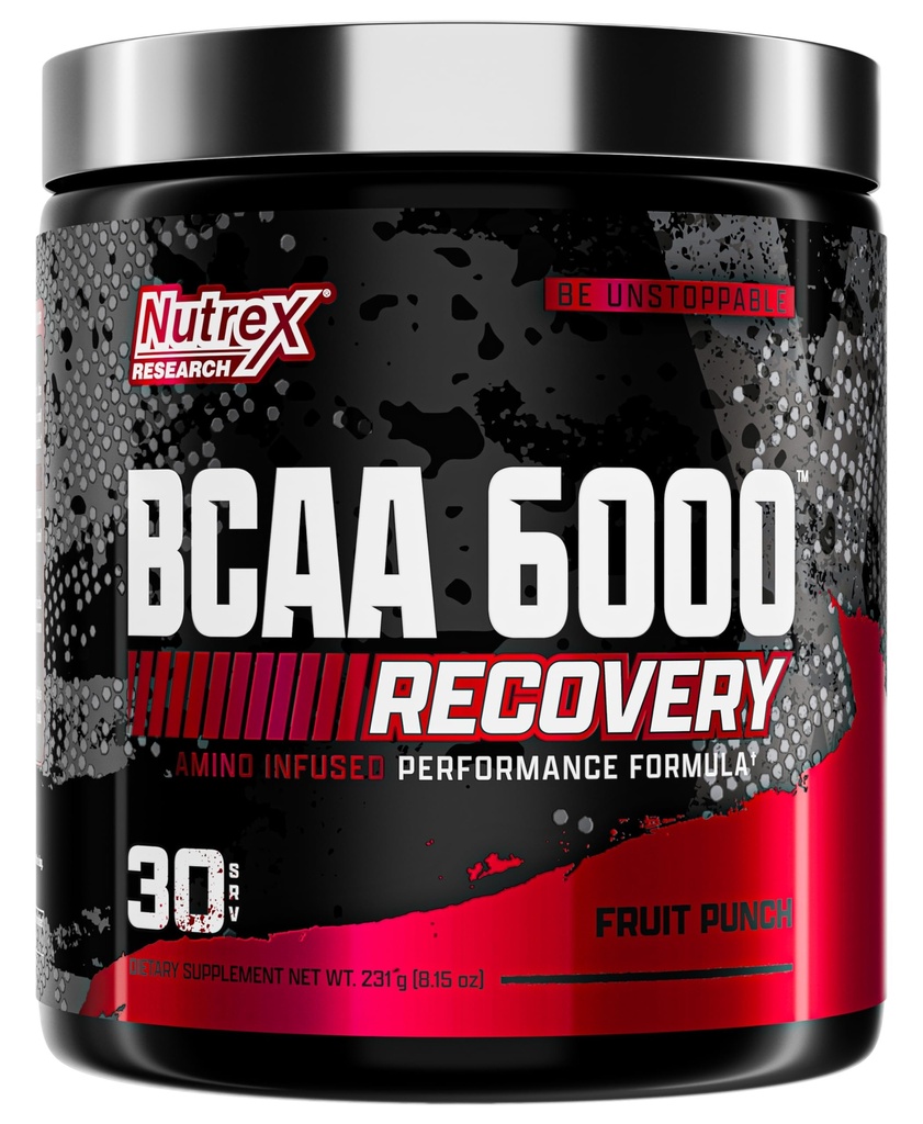 Nutrex Forskning - BCAA Powder 6000 Aminosyre - 6 grams af BCAAs Aminosyrer supplement til post workout Recovery & Muscle Growth - Amino Energy Workout Recovery Drink (Fruit Punch - 30 Servere)
