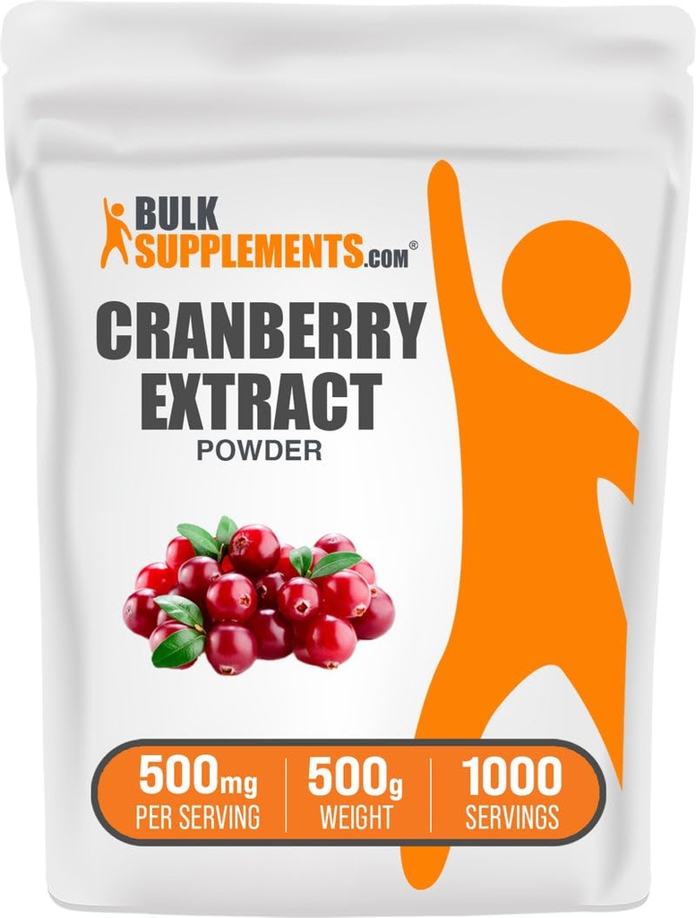 BulkSupplements.com Cranberry Extract Powder - Cranberry Artior Powder, Sourced from Vaccinium Macrocarpon Fruit - Vegan & Gluten Free, 500mg per Serving, 500g (1.1 lbs) (Pack of 1)