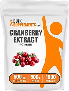 BulkSupplements.com Cranberry Extract Powder - Cranberry Artior Powder, Sourced from Vaccinium Macrocarpon Fruit - Vegan & Gluten Free, 500mg per Serving, 500g (1.1 lbs) (Pack of 1)