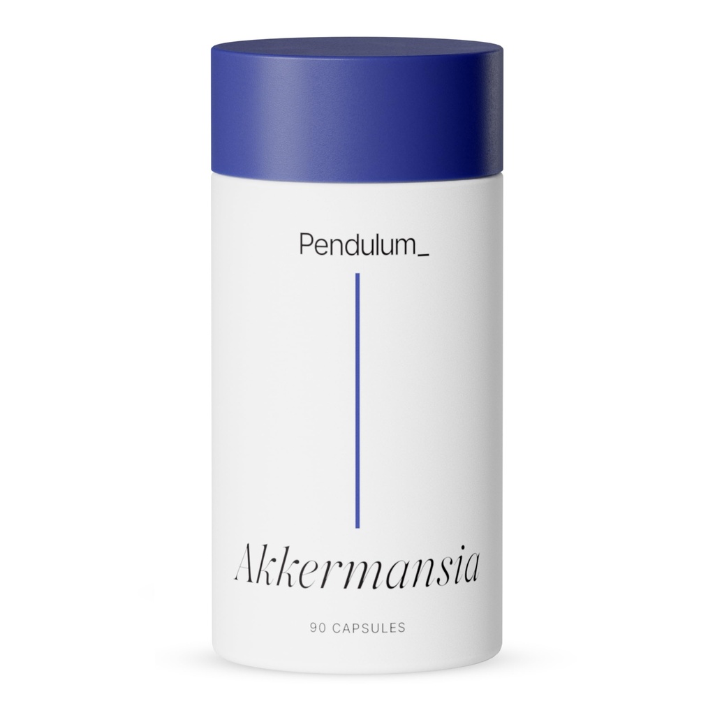Pendulum Akkermansia Probiotisk med Prebiotic Fiber - Forsinkede Release Kapsler, Third-Party Testet, Autentiske 100M AFU Live Strain for Gut Health & GLP-1 Support til mænd og kvinder (90 Kapsler, 1- Pack)