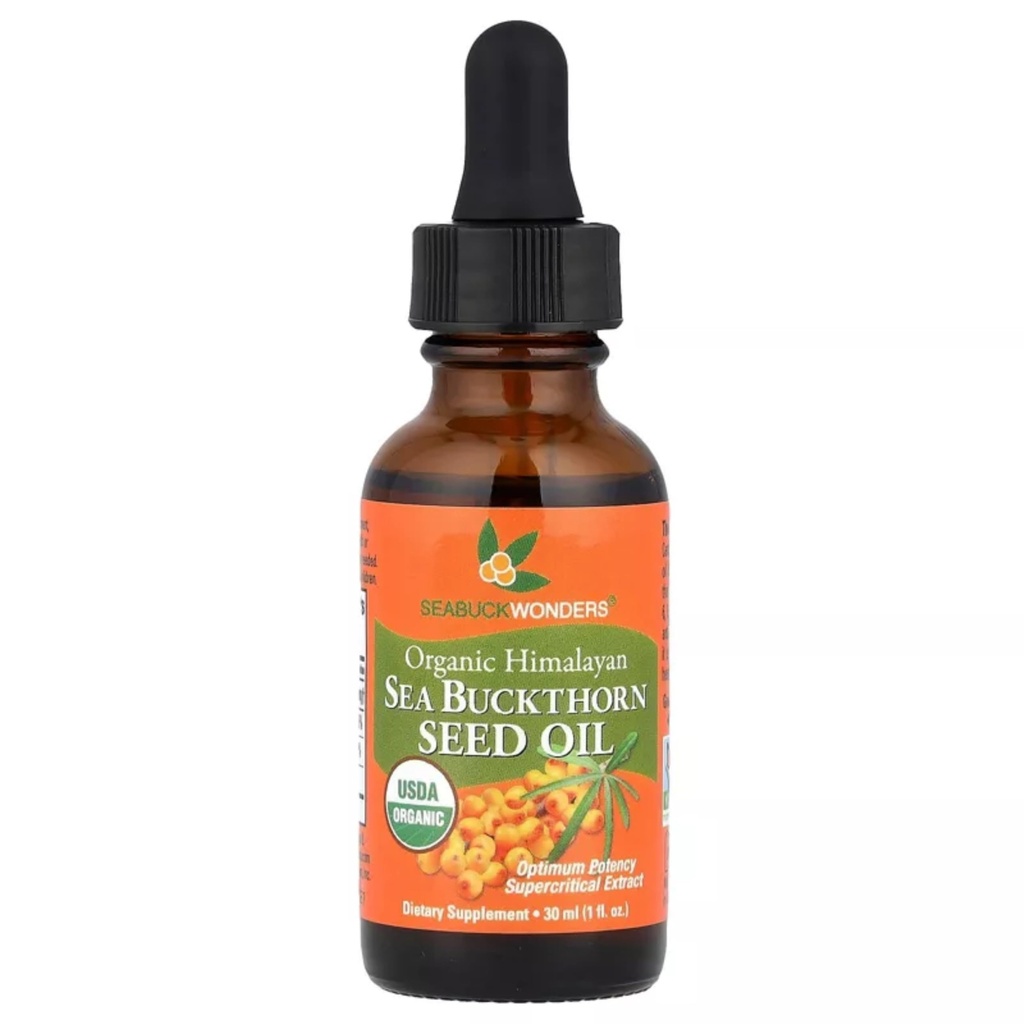SeacuckWonders Sea Buckthorn Seed Oil, 100% Certified Organic, 1 FL OZ