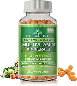 Alle naturlige multivitaminer og mineraler + B Complex + Calcium + Magnesium + zink, 100% Vegansk sourced Hel Food Supplement, Komplet ernæringsmæssig støtte til mænd og kvinder - 120 kapsler, 60 dages forsyning