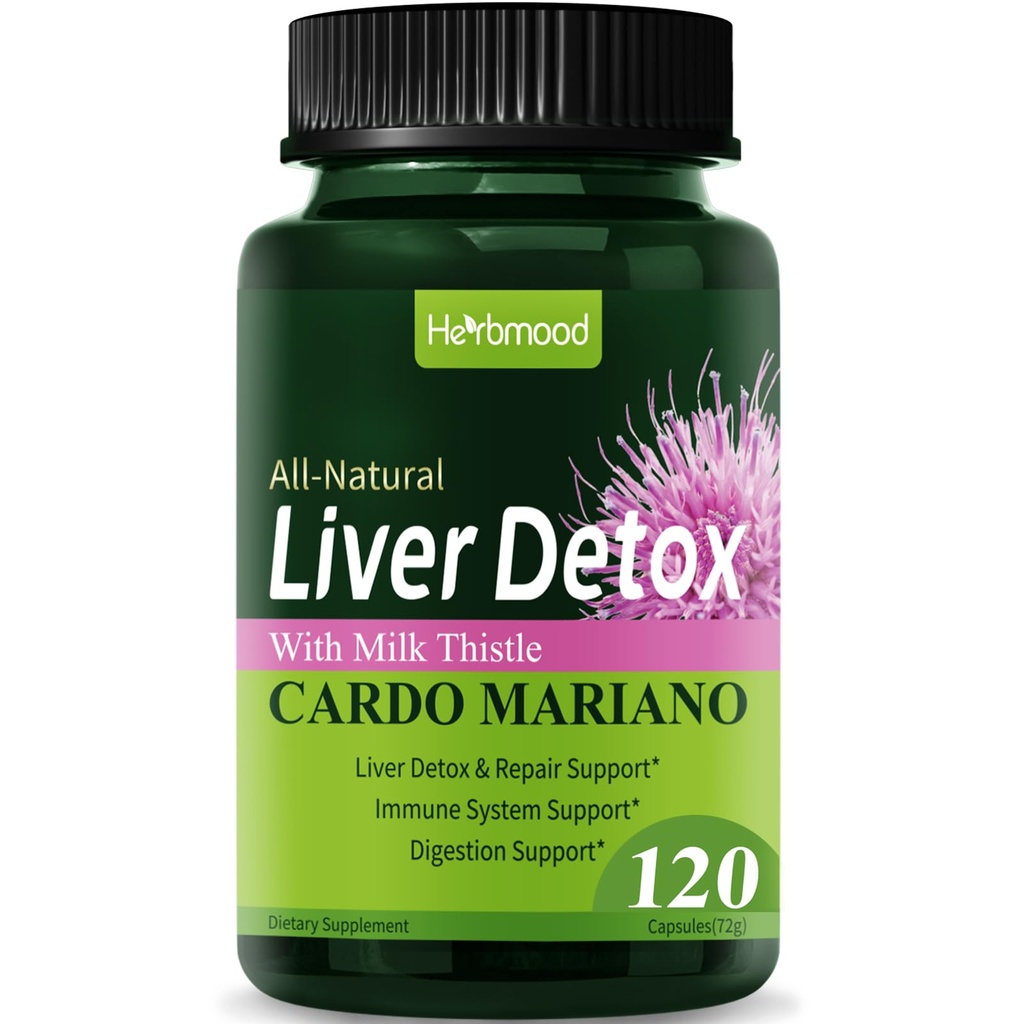 Silymarin Milk Thistle Lever Detox kapsler til fede lever, Alcachofa y Cardo Mariano con Silimarina para el Higado Graso, lever rense Detox & reparation Formel w / Artichoke Extract. 120Tælling