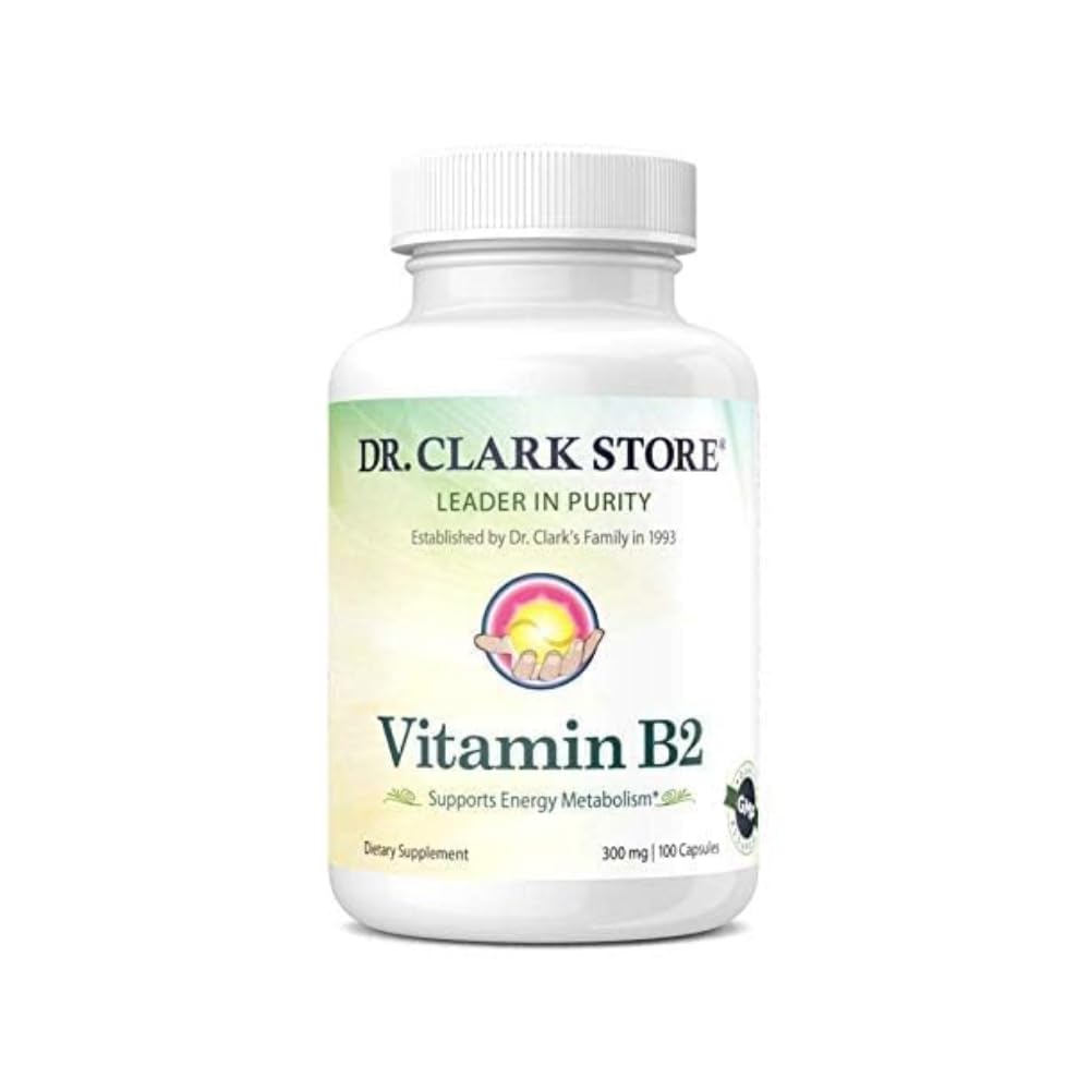 Dr. Clark vitamin B2 supplement, 300 mg, 100 Gelatine kapsler