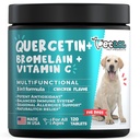 Quercetin til hunde med bromelain & C-vitamin - Allergi & Itch Relief, immunforsvar & inflammatorisk support - 120 tyggetabletter Made i USA