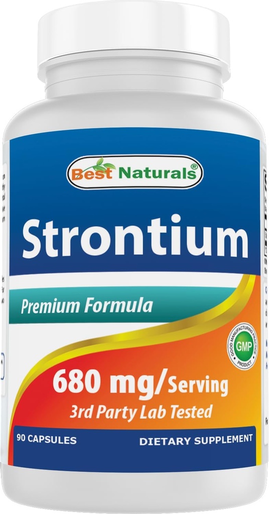 Bedste Naturals Strontium Bone Building Formel 680mg / servering 90 Kapsler