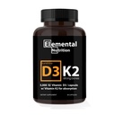 Vitamin K2 med D3 Extra Strength Supplement Knoglemasse 124; Heart Health Non- GMO Formel 5000 IE D3 125 mcg & 100 mcg K2 Vitamin 124; Let at synke vitamin K & D, 30 kapsler.