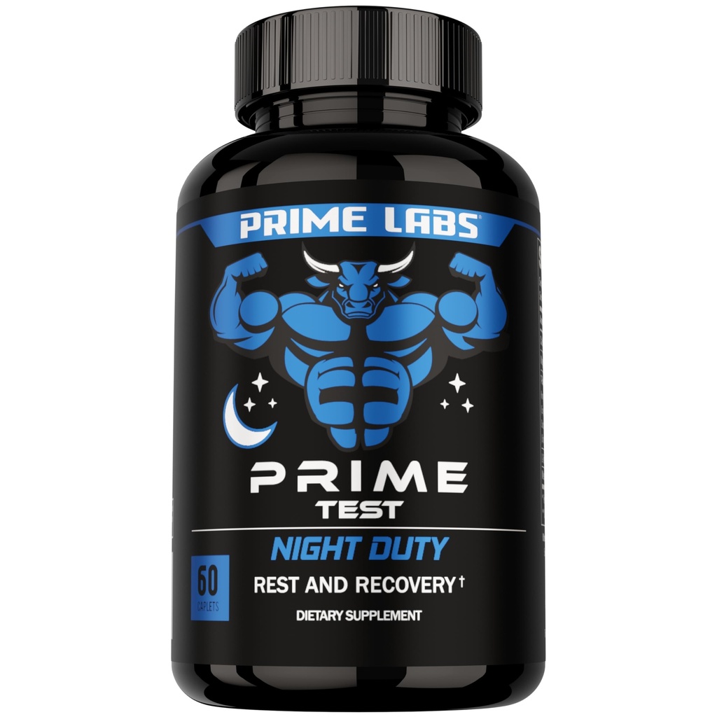 Prime Labs Night Duty - Nighttime Testosteron Booster & Sleep Support - PM Hvile & Muscle Inddrivelse Kosttilskud - 60 Greve