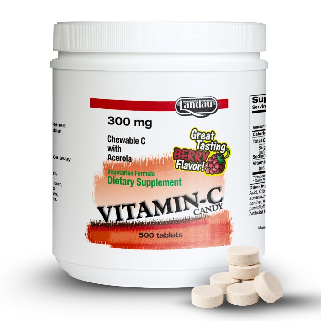 Landau Chewable C-vitamin Candy 300 Mg. Great Tasting Berry Flavor - 500 CHW