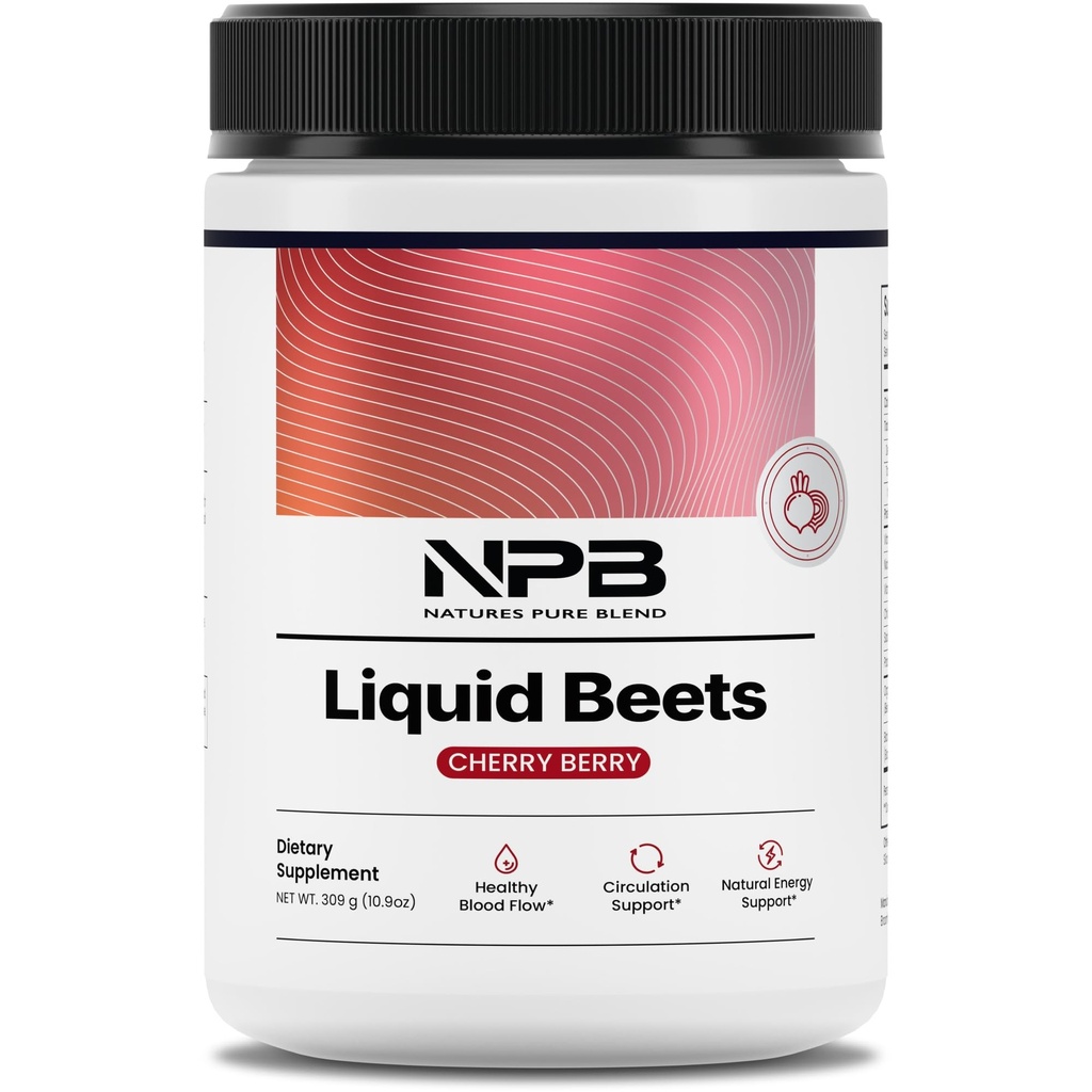 Naturens Pure Blend Organic Beet Root Powder - nitrogenoxid Booster L- Arginin - flydende roer til blodcirkulation & energi - Pre- workout Endurance Support - 8.000 MG