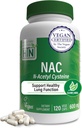 Health Thru Nutrition NAC N- Acetyl- Cysteine 600mg 120 Kapsler - 124; Vegan Certified - 124; The Pure NAC Supplement - 124; Understøtter sunde Lungleverfunktioner & Cellular Health - 124; Non- GMO Soy & Gluten Free