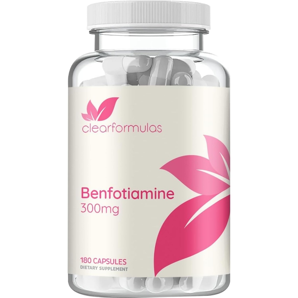Høj Absorption Vitamin B1 Benfotiamin 300mg - Benfotiamin supplement til Glycation Heart and Nerve Support - Vegan Non- GMO & Gluten Free Fat Opløselige Thiamin B1 tillæg (180 Servere)