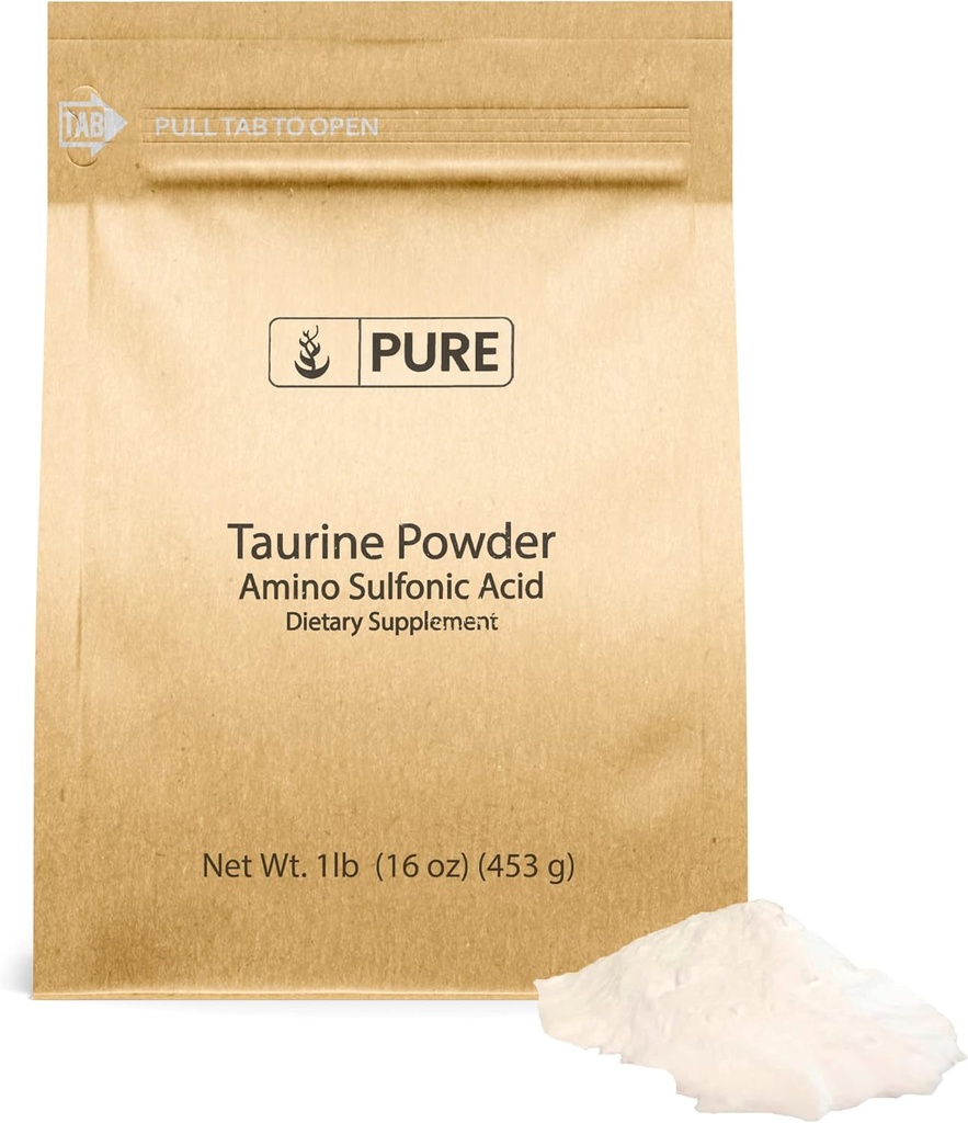 PURE ORIGINAL INGREDIENSER Taurin pulver (1 LB) Kosttilskud, altid Pure, Ingen tilsætningsstoffer