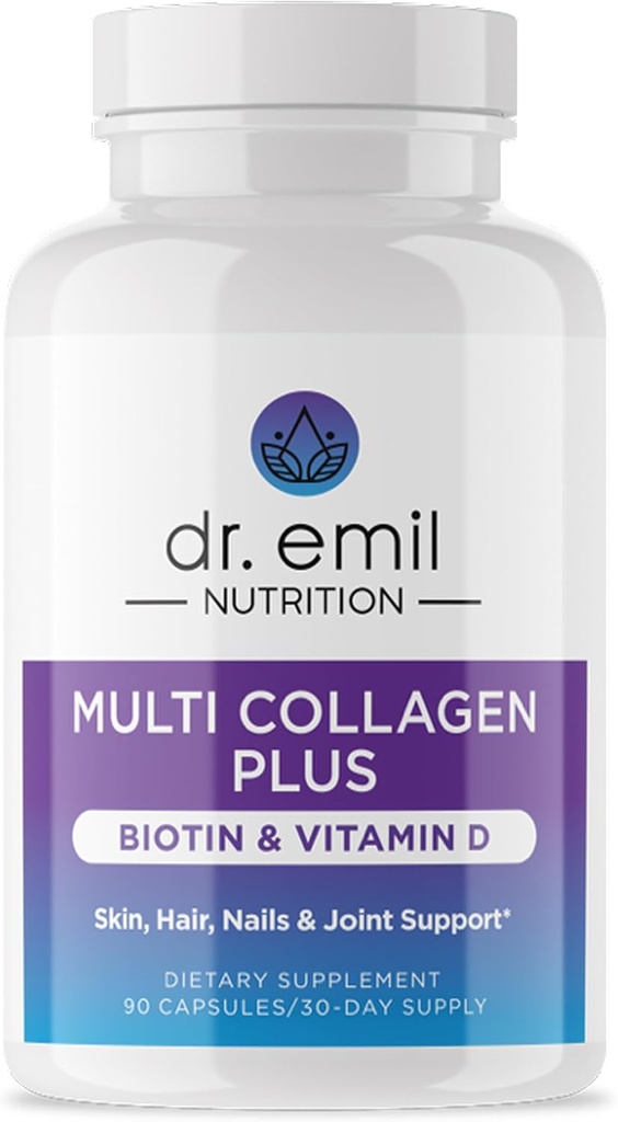 DR. EMIL NUTRITION Multi collagen peptider Plus biotin og D-vitamin - Biotin og collagen kosttilskud til hår hud og negle - Biotin piller til hårvækst