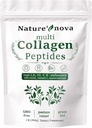 Nature 's Nova Multi Collagen Peptider Powder - Type I, II, III, V, X med biotin, Hyaluronsyre, C-vitamin - Unflavored, Let opløst, Non- GMO